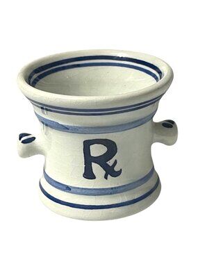 Vintage Royal Delft Holland Blue & White Ceramic RX Mortar Squibb Rx 1950s